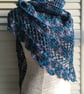 One Off Handmade Triangular Shawl in Textured Blues  - Image 1