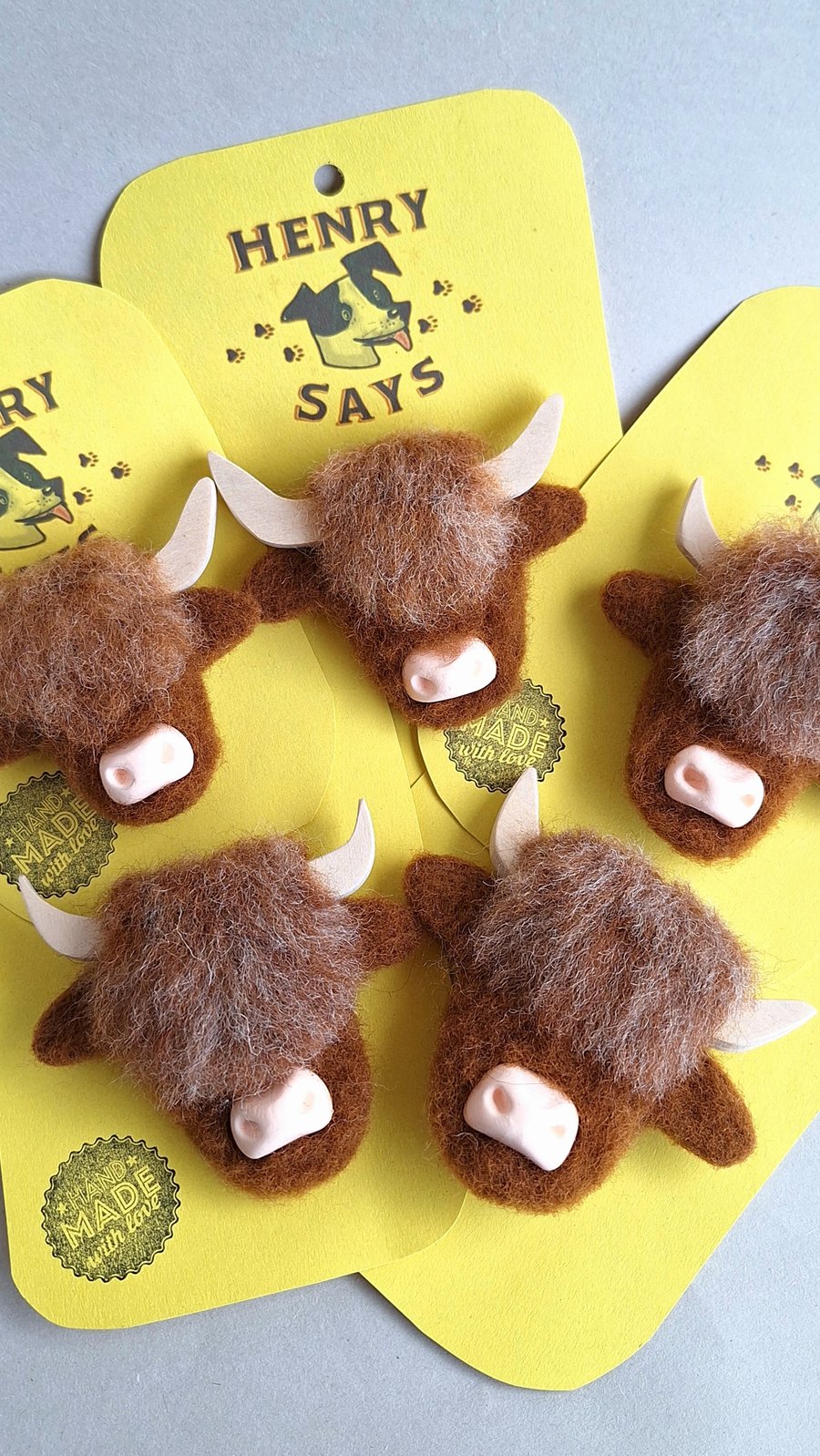 Highland Coo Felted Brooch