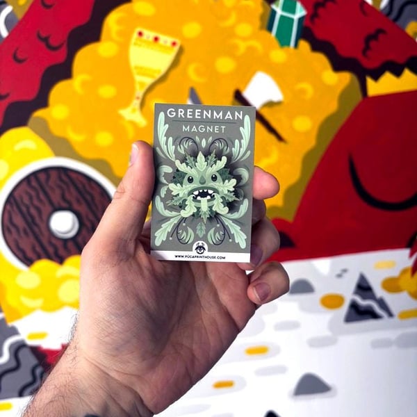 Greenman - Folklore wooden pin badge or magnet 