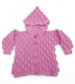 Baby cardigan in pink with hood and bobble pattern to fit 6 - 12 months  - Image 1