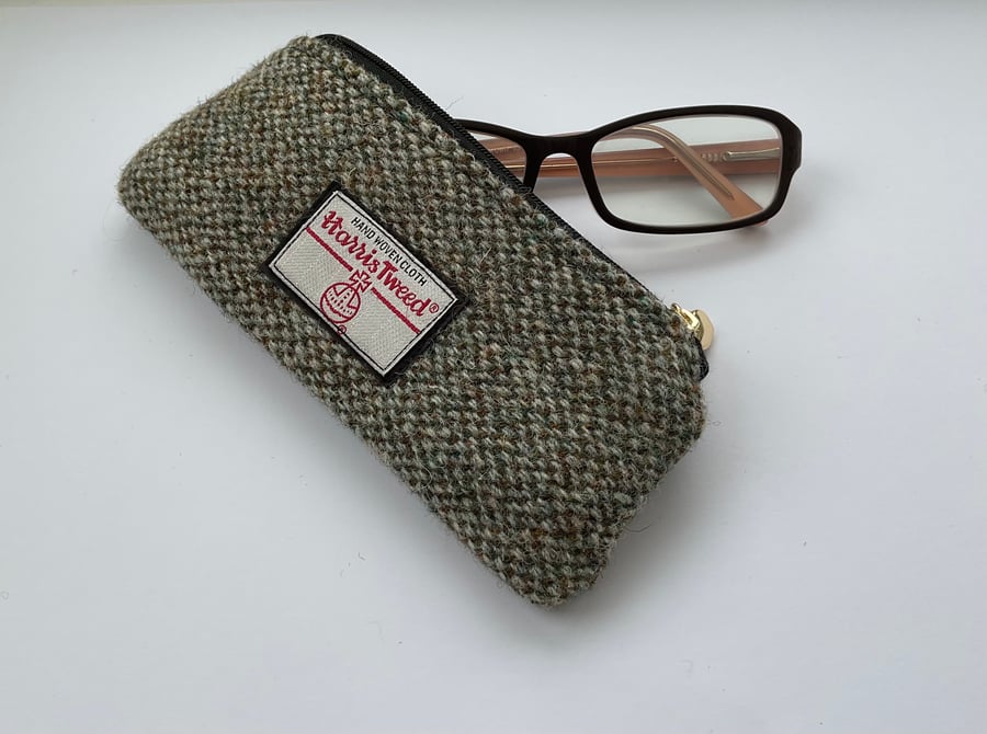 Harris Tweed Zipped Soft Glasses Case Handmade Scottish Wool Pouch