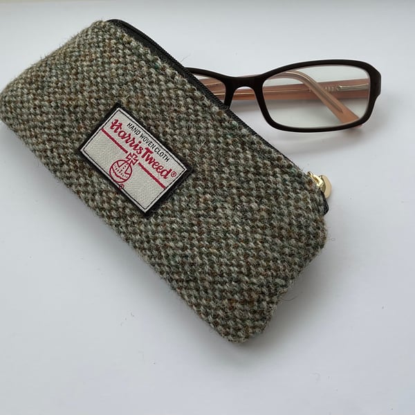 Harris Tweed Zipped Soft Glasses Case Handmade Scottish Wool Pouch