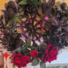 Handmade Halloween Spider Web Goth Wreath With Artificial Flowers & Decorations