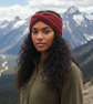 Red knitted headband wool alpaca silk - Image 1