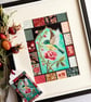 Mixed media artwork, bird painting, gift for bird lover, christmas gift - Image 1
