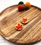 Burnt orange maple leaf fabric button dangle earrings autumn lover - Image 8