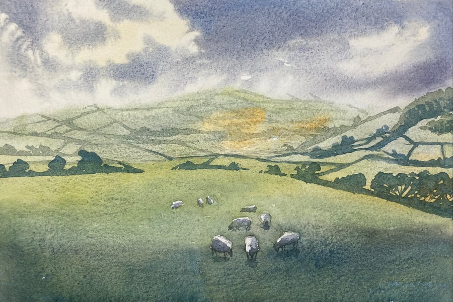 Rain on the Yorkshire dales (Original watercolour)