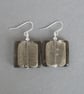 Large Dark Grey Fused Glass Drop Earrings - Charcoal Grey Square Drop Earrings - Image 4
