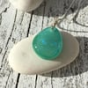 Silver & Glass Jade Green Necklace with Dichroic Detail