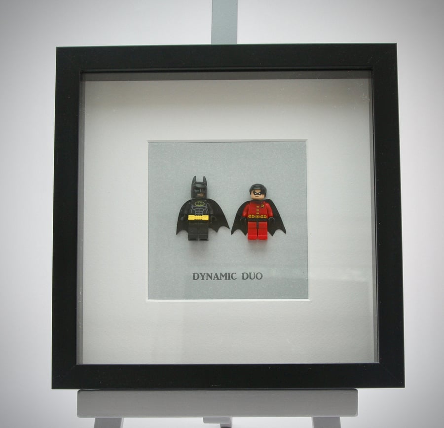 Batman & Robin Super Hero mini Figures framed picture 