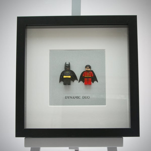 Batman & Robin Super Hero mini Figures framed picture 