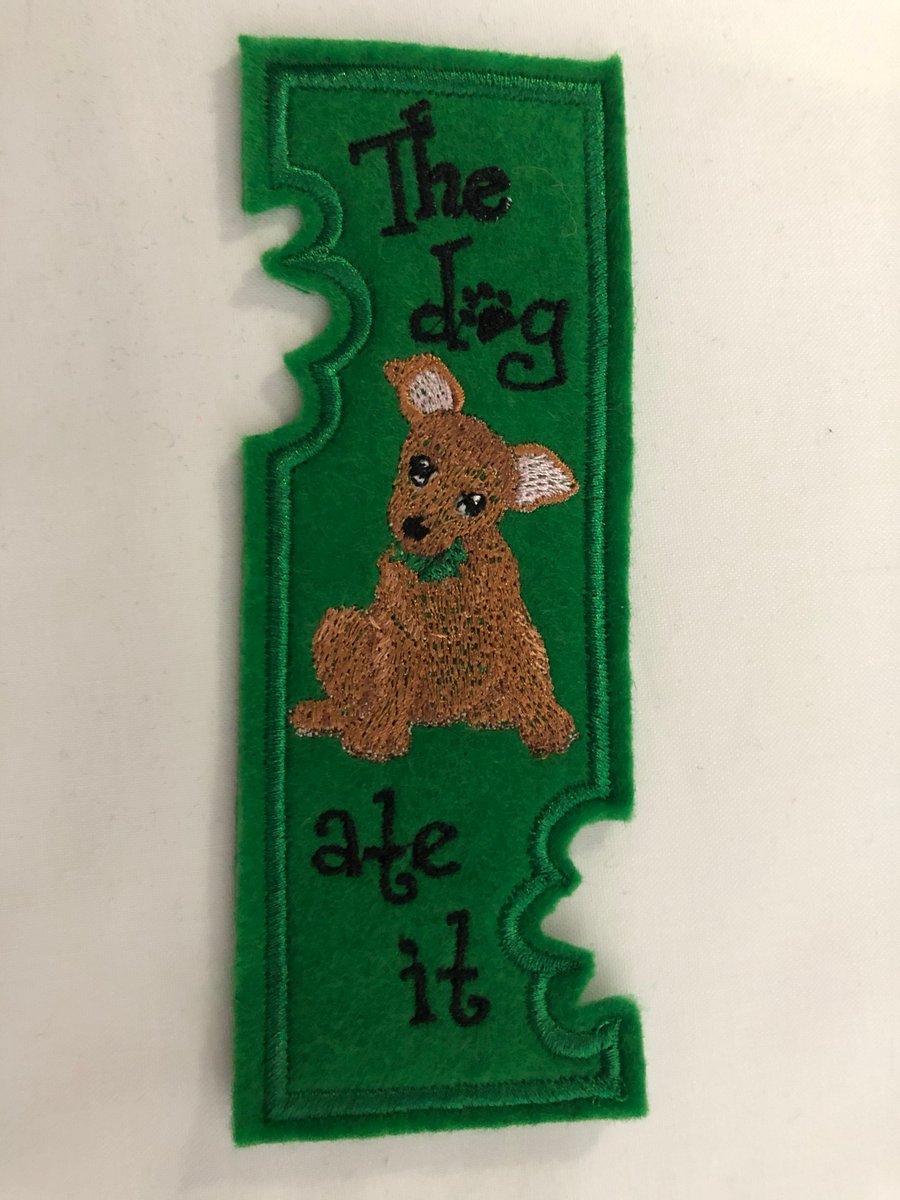 Felt Bookmark. The dog ate it