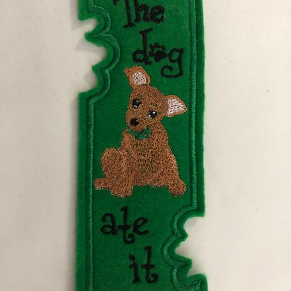 Felt Bookmark. The dog ate it