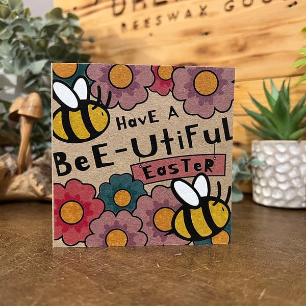 Drewmonts Little Bee Card - Easter Card Bees & Flowers - Eco Friendly Bee Cards