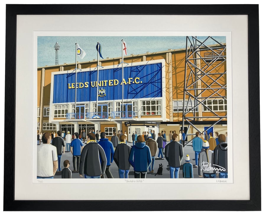 Leeds Utd A.F.C. Retro Elland Road Limited Edition Framed Art Print (20 x 16")