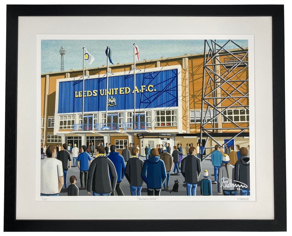 Leeds Utd A.F.C. Retro Elland Road Limited Edition Framed Art Print (20 x 16")
