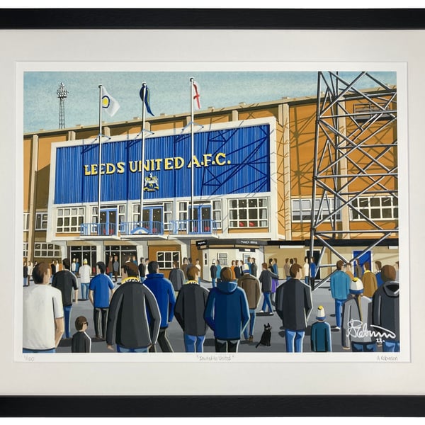 Leeds Utd A.F.C. Retro Elland Road Limited Edition Framed Art Print (20 x 16")