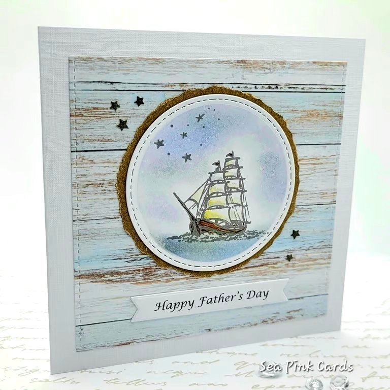 Father's Day Card - Sailing Ship, Dad, textured, coastal, blank