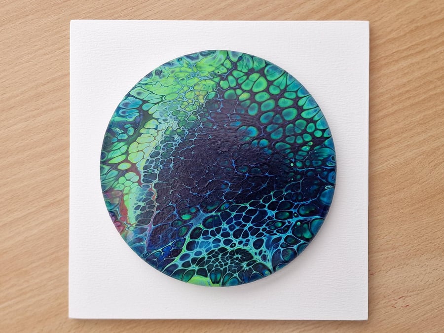 18.5cm x 18.5cm acrylic pour painting wall plaque