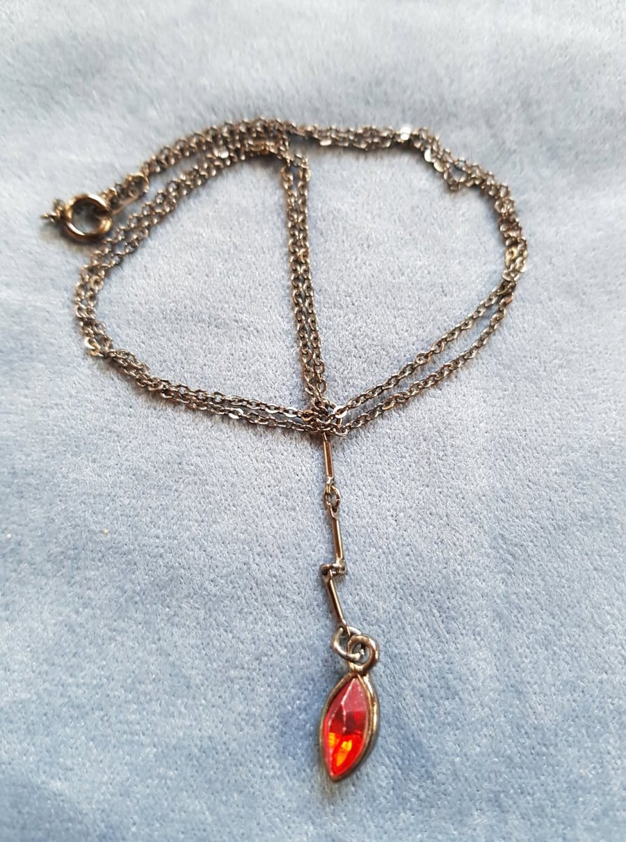 Red and Dark Copper coloured Pendant & Chain