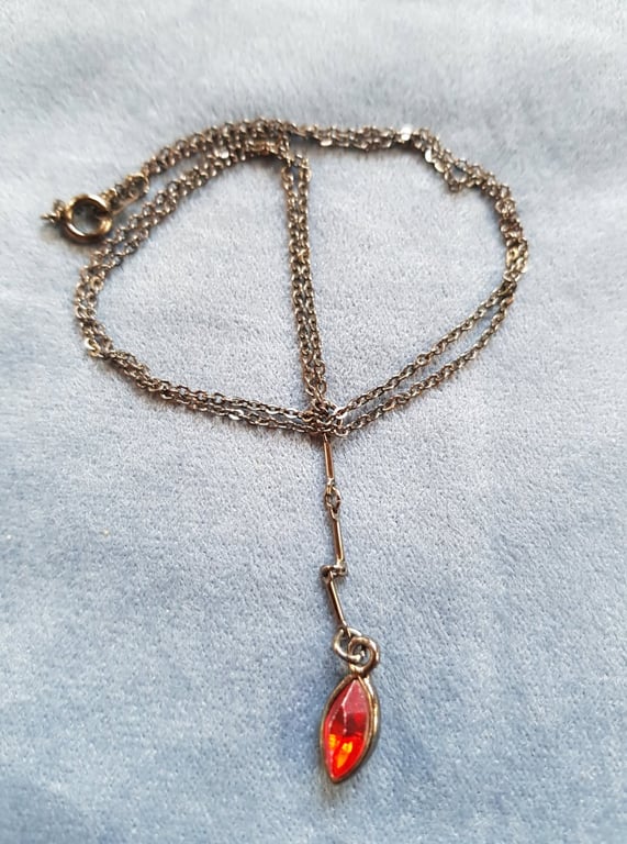 Red and Dark Copper coloured Pendant & Chain