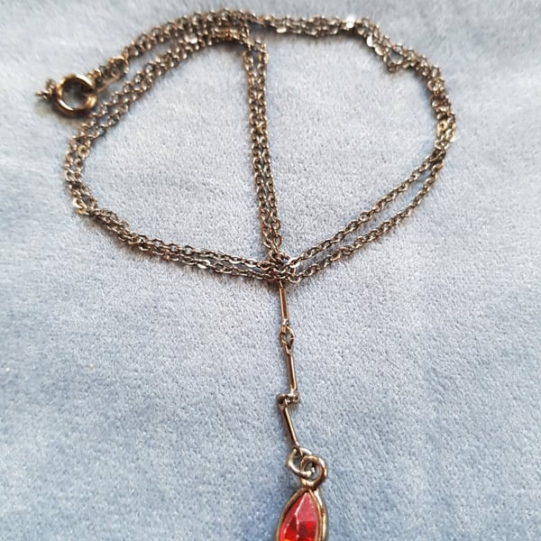 Red and Dark Copper coloured Pendant & Chain