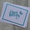 Swirl Frame With Turquoise Happy Birthday and Butterfly - Birthday Card