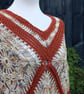 Rust and Beige Mix Crochet Poncho - Design A542 - Image 7