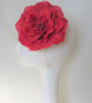 Dark Ruby Red Oversized Rose Vintage Retro Rockabilly Hair Flower Fascinator - Image 2