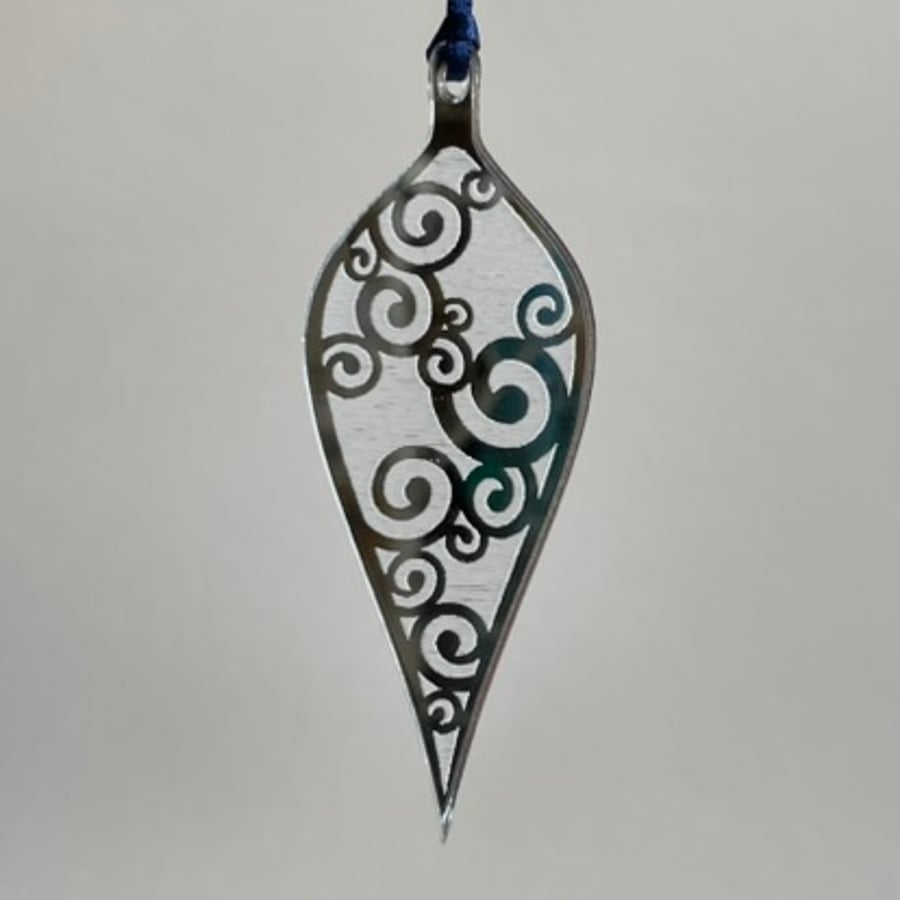 Silver mirrored acrylic bauble decoration