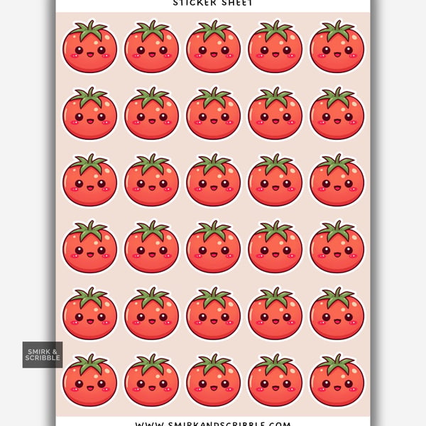 Funny Vinyl Sticker Sheet For Adults - Cute Tomato