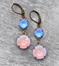 Lavender Blue Swarovski Crystal Dangle Drop Earrings, Gift For her, Mum Gift