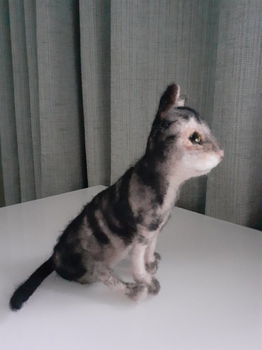 Tabby kitten sculpture needle felted wool  ooak,collectable 