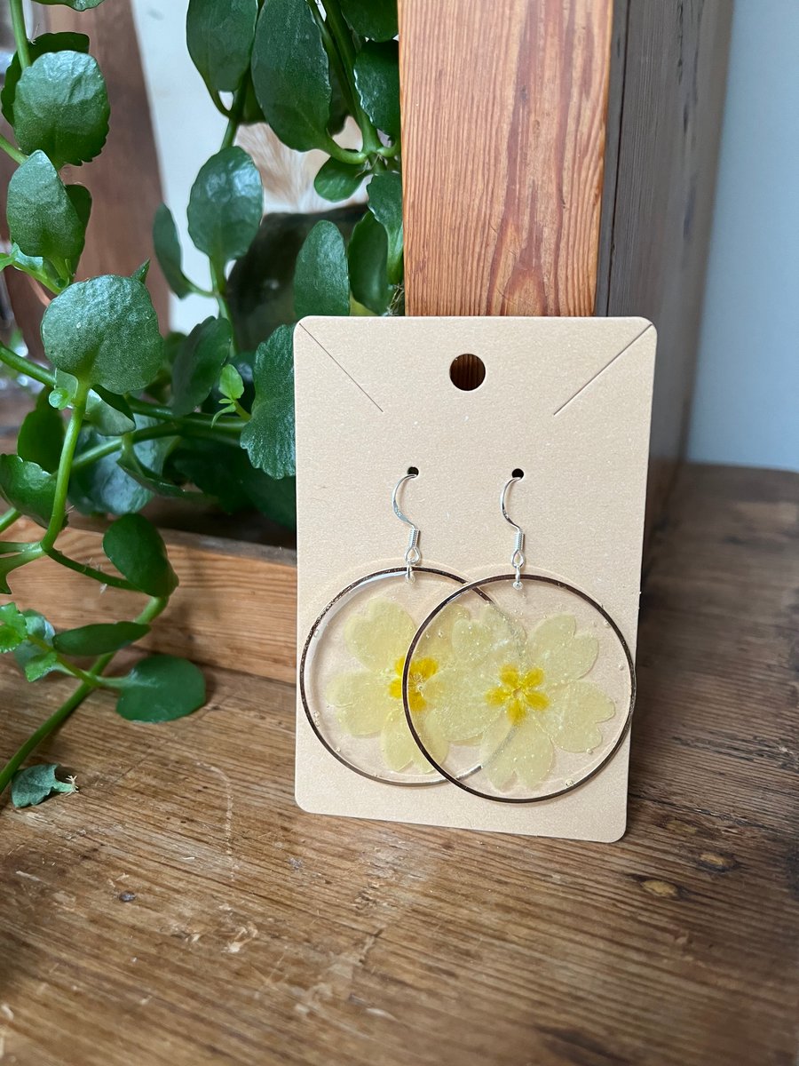 Pressed Yellow Primrose Earrings