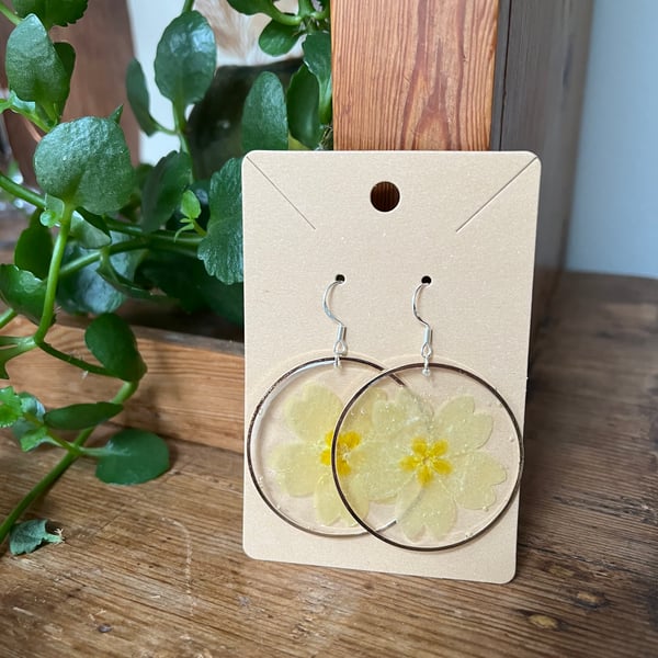 Pressed Yellow Primrose Earrings