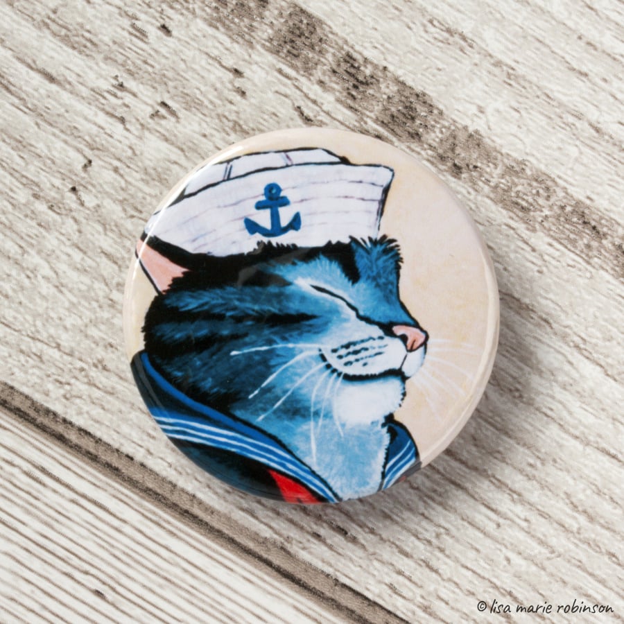 Sailor Cat Button Badge - 38mm