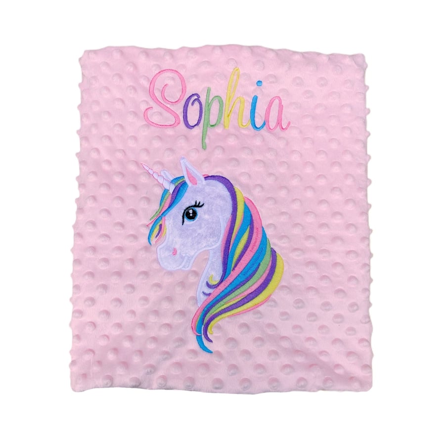 Rainbow Unicorn Personalised Blanket Throw