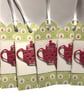 Handmade Teapot Gift Tags: Raspberry Pink Tea Party Favors, Set of 6 - Image 7