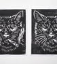 CAT SMOKING Lino print - small - black and white - handmade - Image 5