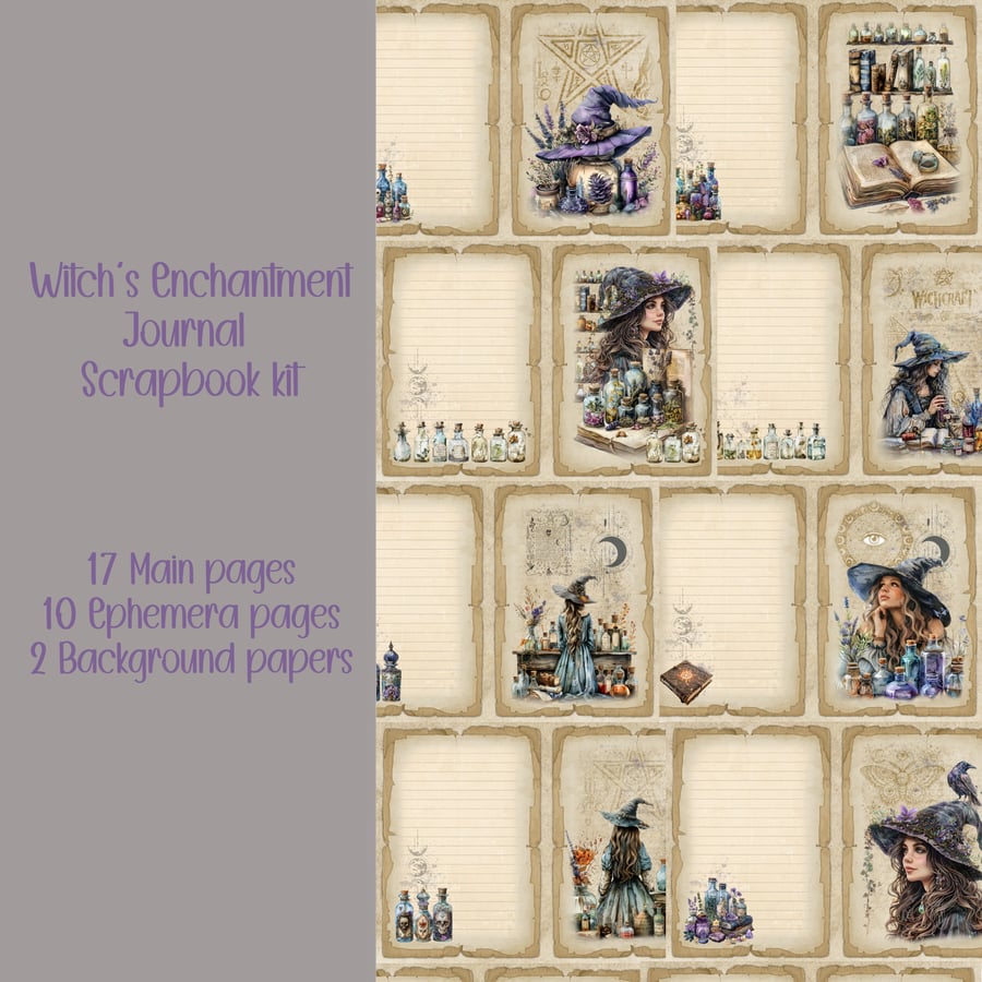 Witch's Enchantment Scrapbooking, Ephemera, Journal, Digital Download
