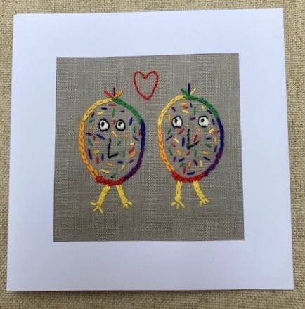 LGBTQ Love embroidered card.