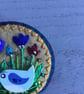 Hand Embroidered Blue Bird Brooch - Image 2
