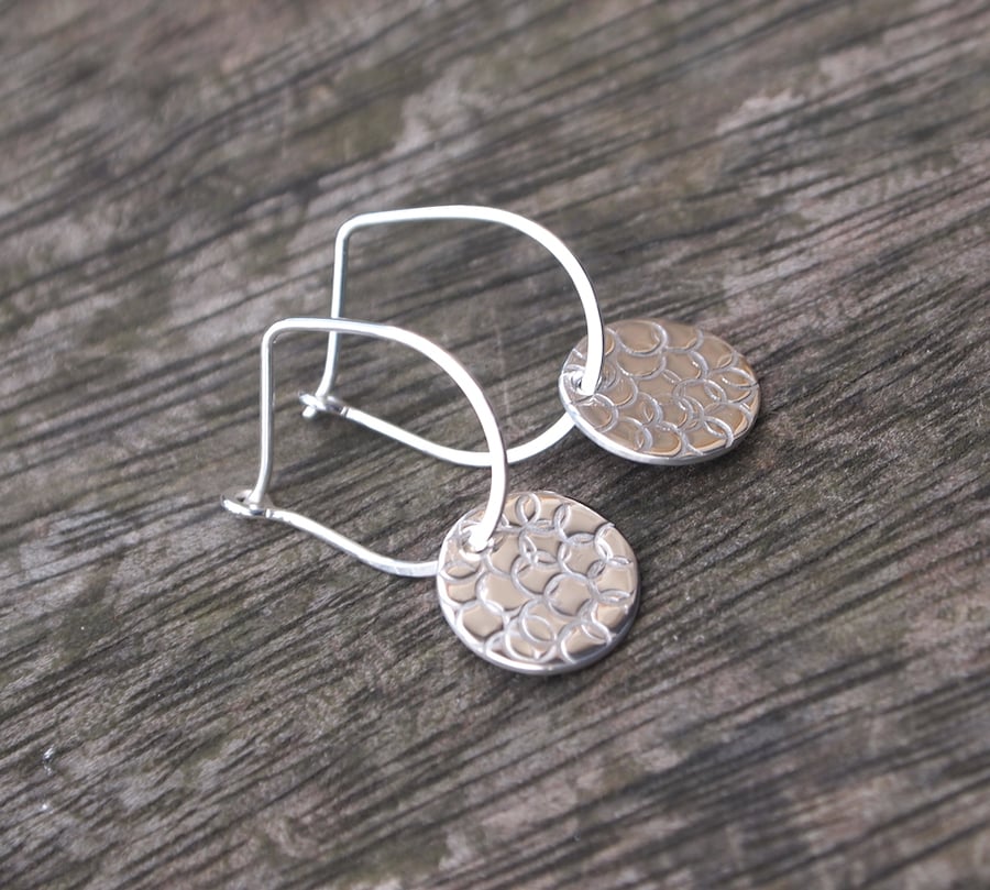 Earrings, Silver Earrings, Silver Disc Earrings