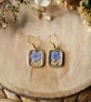 Rectangle Forget Me Not & Cow Parsley Dangle Earrings - Hypoallergenic - Image 3