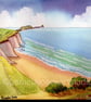 Worms Head, Rhossili Bay, Gower, Original Watercolour, in 14 x 11 Mount