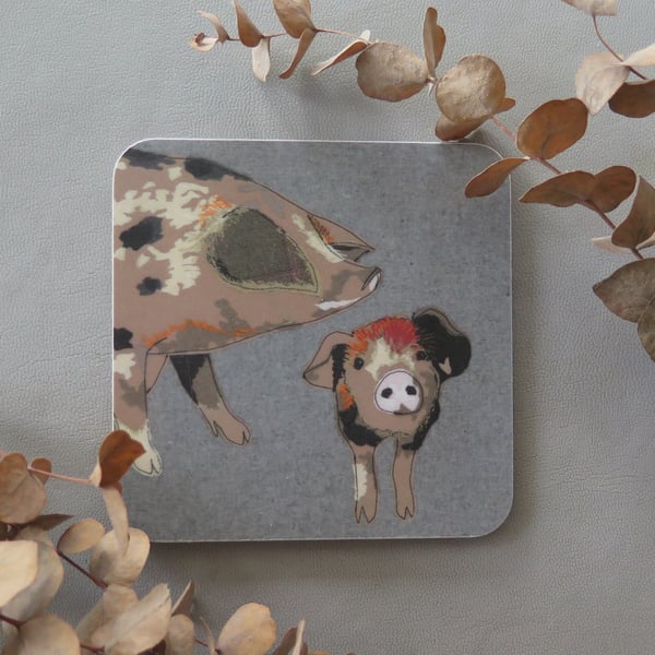 Pig & piglet coaster