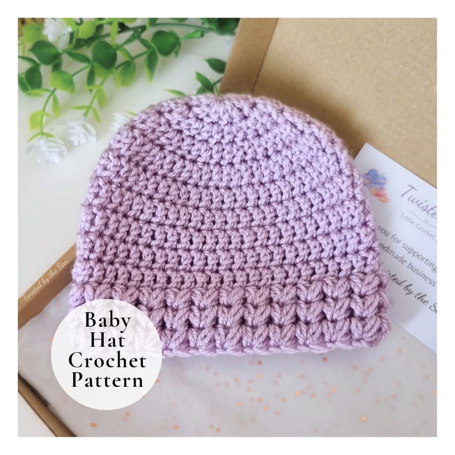 Crochet Baby Hat Pattern PDF Puff V Stitch Newborn to 6 Months