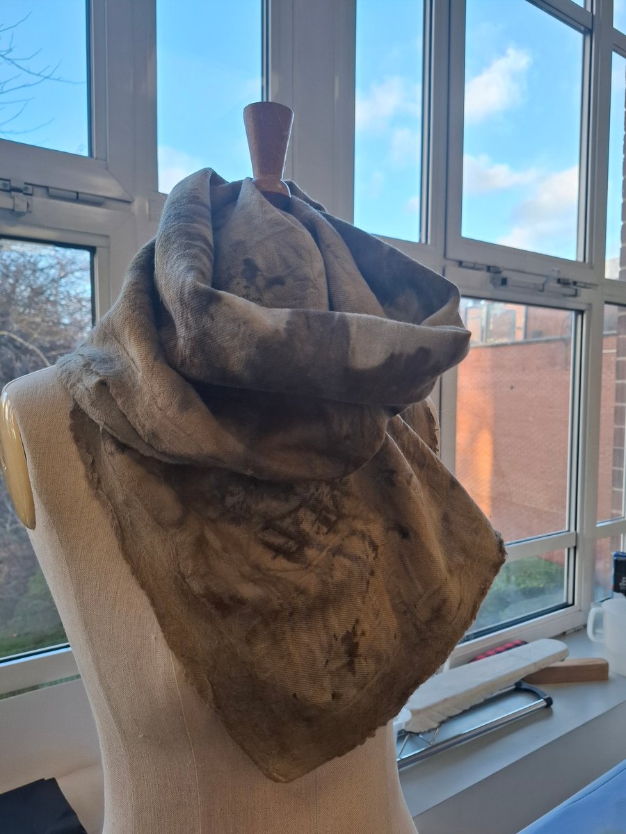 eco printed pure wool scarf