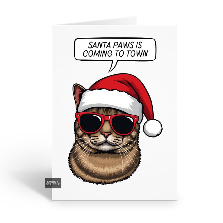 Funny Christmas Card For Him Or Her - Cat Pun