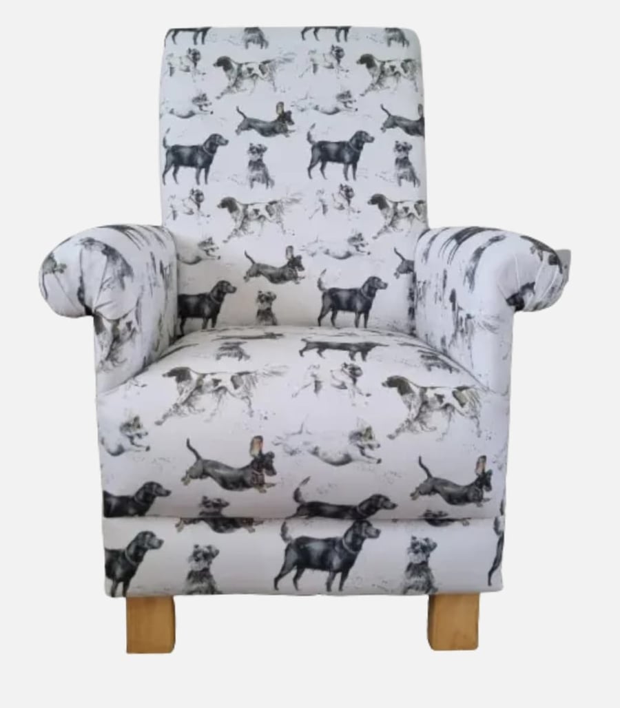 Voyage Dashing Dogs Fabric Armchair Adult Accent Chair Labradors Nursery Small